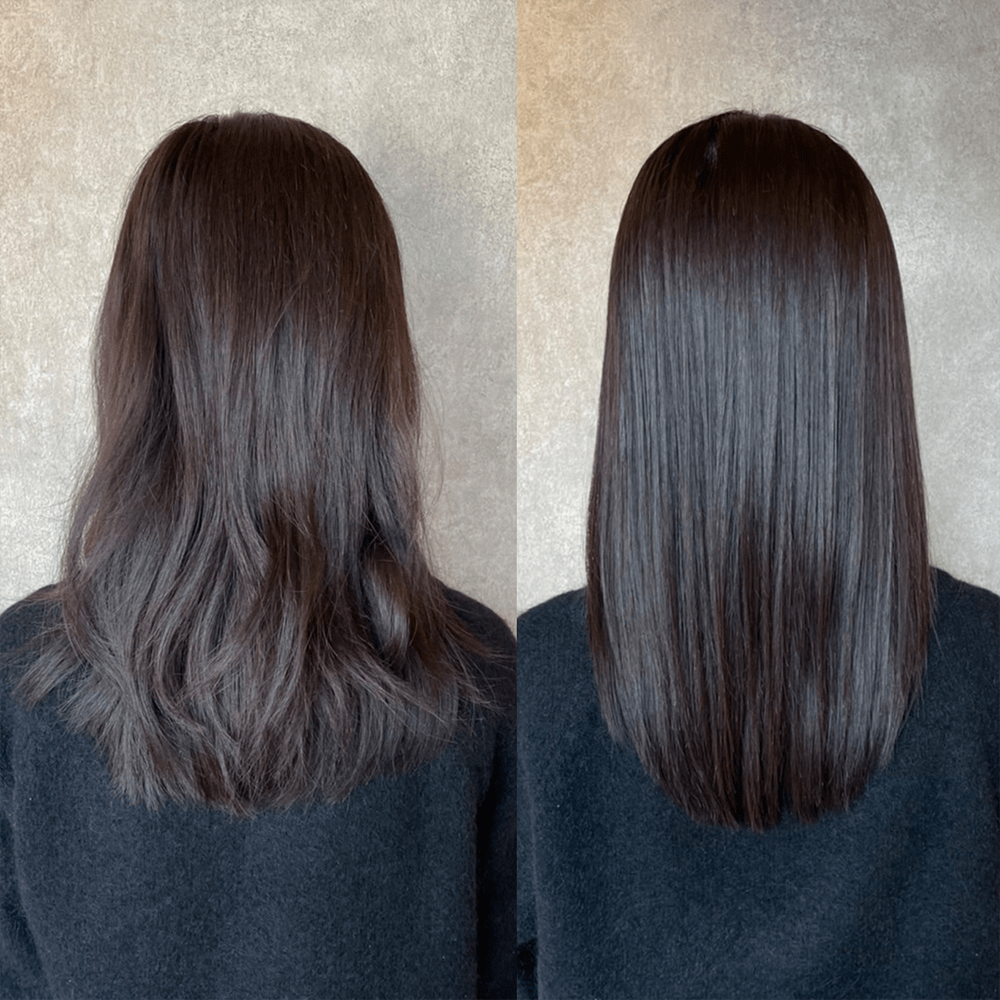 髪質改善メニュー施術を受けた30代女性のビフォーアフター写真